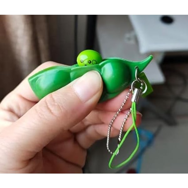 Nøglering, 3-pak Crush a Keychain Squeeze a Bean Squishy Sojabønne f