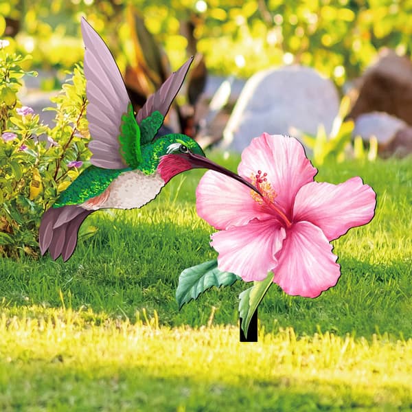 Tredimensjonal akryl kolibri blomst for uteplassgulv