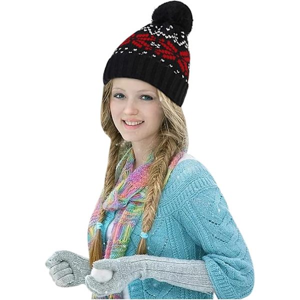 ##/Stickad mössa för kvinnor, varm ullmössa, svart##/