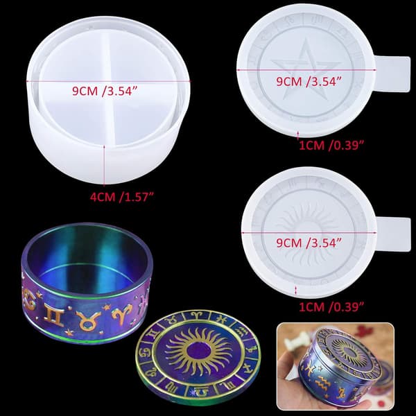 Konstellation Opbevaringsboks Resin Form med 2 Zodiac Sol og Stjerne L