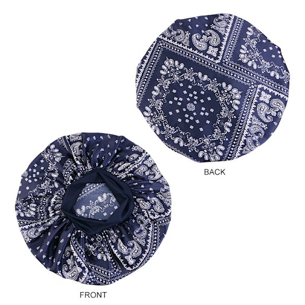 ##/Elastisk rund natthatt med vintage blommönster (marinblå) a##/