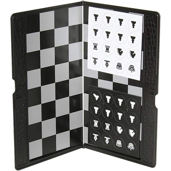 Schackplånboksset (20cm) - Mini Brädspel, Vikbart Magnetiskt Reseschackbräde