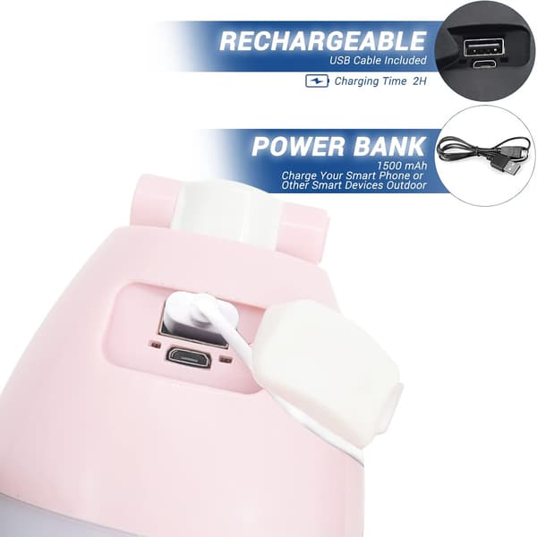 Rosa Fous?mo 3-i-1 LED Campinglykta & Handlampa &