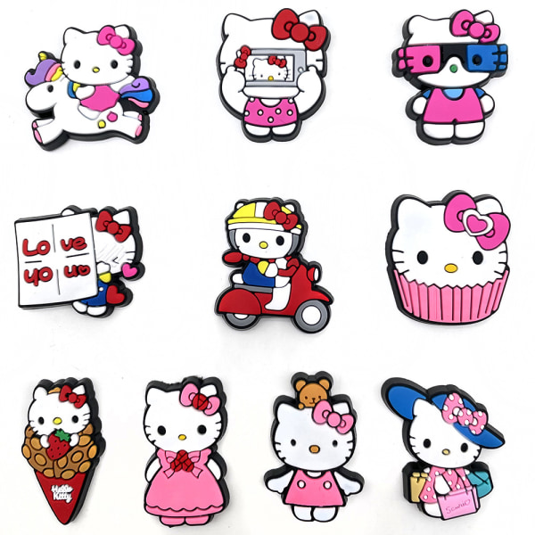 Shoe Charms 10 stk HelloKitty serie hul sko blomster tilbehør