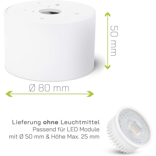 Ultra-flatt innfelt spotlight - justerbar, i matt hvit