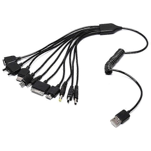 Universal 10 i 1 Multifunksjonell Mobiltelefon Spill USB Ladekabel Lader