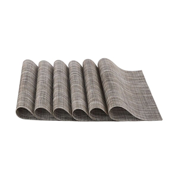 6-pack Placemats Set PVC Vävda Halkfria Bordstabletter Tvättbara Värmebeständiga Inomhus Utomhus Bordstabletter för Restaurangbord 30x45cm B