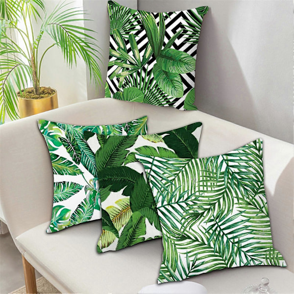 Örngott Mjuk Textur Lättskött Polyester Tropiska Palmblad Tryckt Kuddfodral Möbelaccessoarer 4