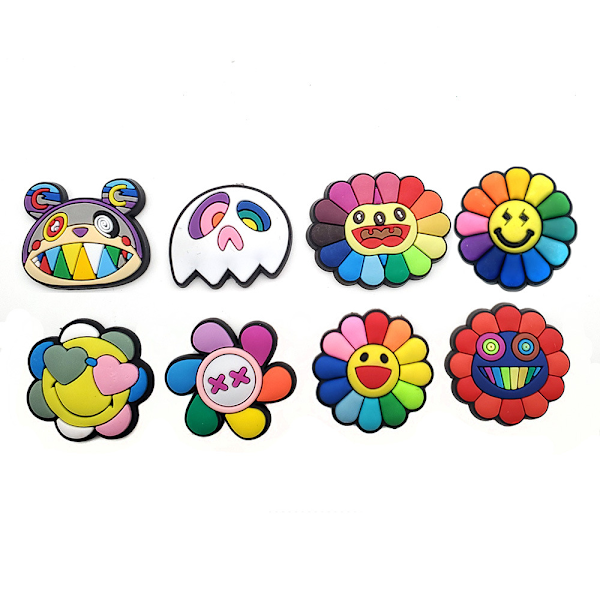 8 stk. 3D Clog-Sandals Pynt (Solsikke), Sko Charms, Søde Sko
