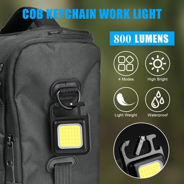 Laddningsbar Arbetslampa, 800 Lumen Mini Bärbar Campinglampa,