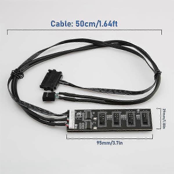 9-pinners USB-header splitter med SATA-strømkabel, intern USB-hub-utvidelse USB 2.0-splitterkobling
