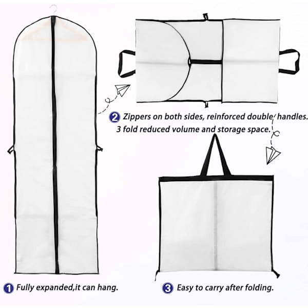 60x180cm (1 kpl) Hääpukupeite Pitkä Takkipeite Morsiamelle ja