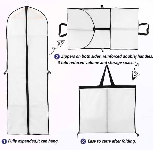 60x180cm (1 st) Bröllopsklänningsöverdrag Lång Robe Överdrag för Brud och