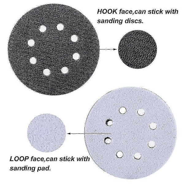 6 KPL 5 tuuman (125 mm) 8-reikäinen pehmeä sieniliitäntätyyny hiomatyynyille ja Hook&Loop -hiomalaikoille