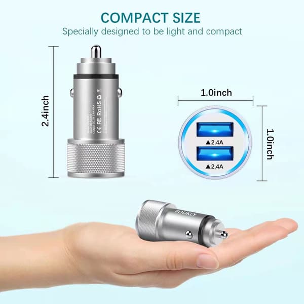 20W USB-C Billaderadapter med 1m Lynkabel, 12V/24V D