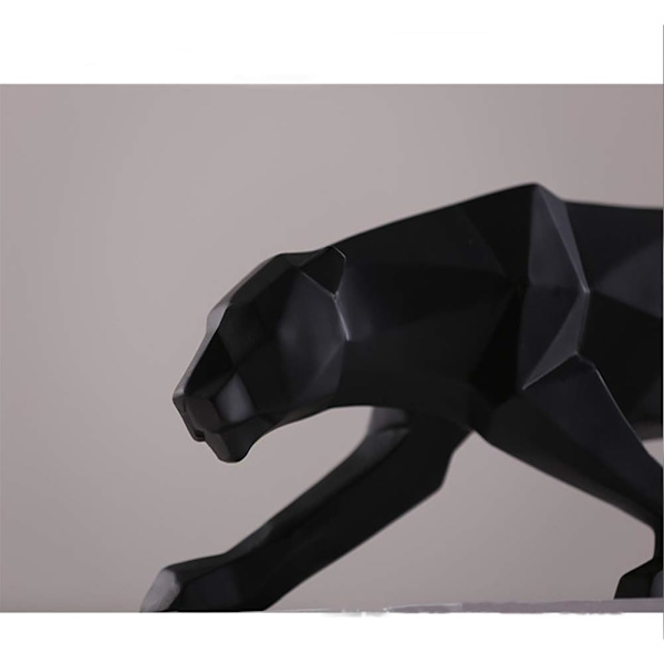 Hvid Sort Panther Skulptur Ornament Geometrisk Skulptur Harpiks