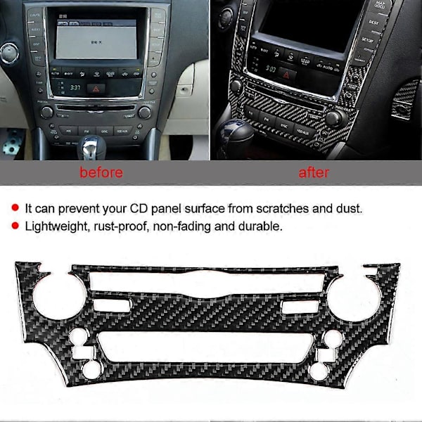 Bil Kulfiber Interiør CD Panel Ramme Cover Trim Passer til Lexus IS250 300 350C 2006-2012