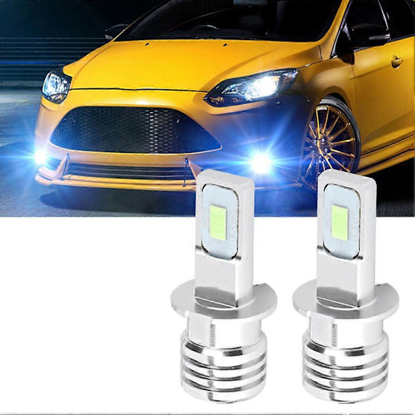 2 stk. H3 80W 8000K LED tåkelyspære lampe isblå 12-24V universal