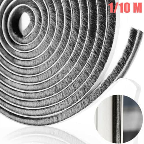 Vindutettningslist, 9 mm (B) x 9 mm (D) x 10 m (L) Dørbørstelist, fo