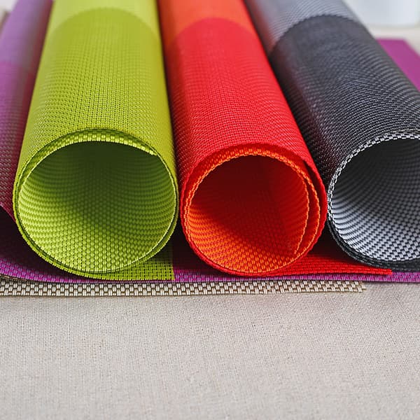 ##/Set med 5 halkfria, tvättbara, värmebeständiga PVC-underlägg, orange##/