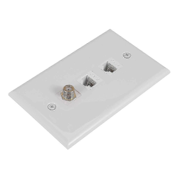 Ethernet-koaksiaaliseinälevy, 2 porttia Cat6 RJ45 ja 1 portti F-tyypin liitin koaksiaali naaras-naaras seinään