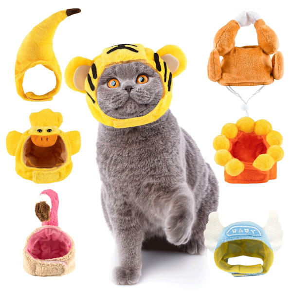 PET Solsikkehatt Hundefigur Katt Banan Hodeplagg Tiger Hodetelefon Teddy Kamputstyr