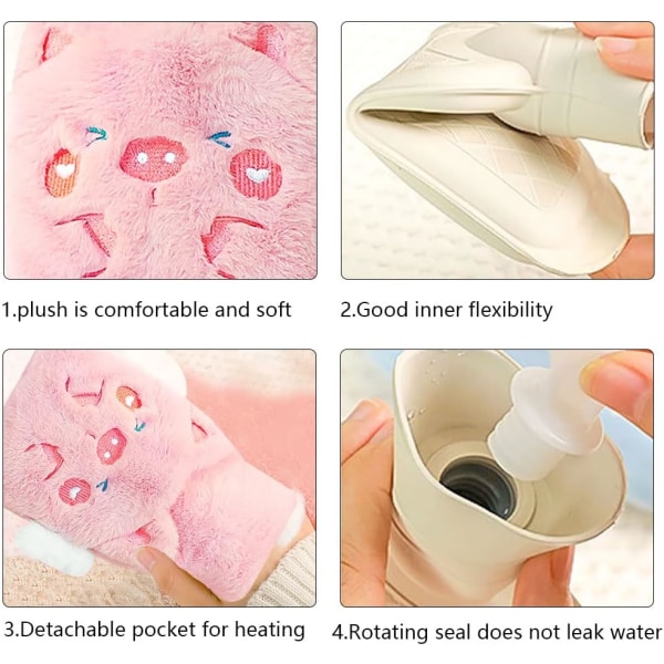Plush Varmvattenflaska, Cartoon Fluffig Varmvattenflaska, Varmvatten