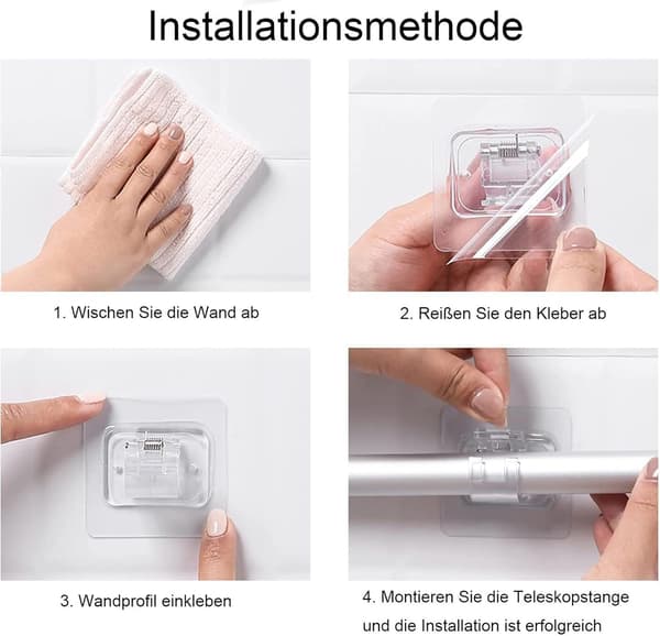 12 stk. selvklebende gardinstangbraketter - 7×7 cm, gardinstang-BH