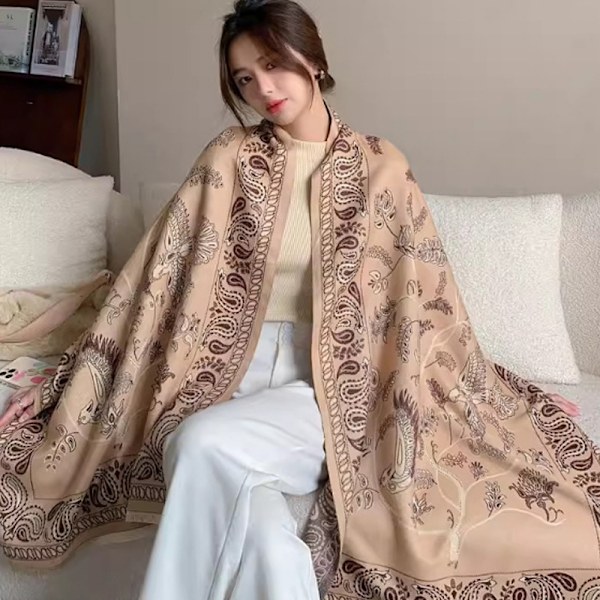 ##/Falsk cashmere varm dobbeltsidet trykt frynset sjal 180*70cm##/