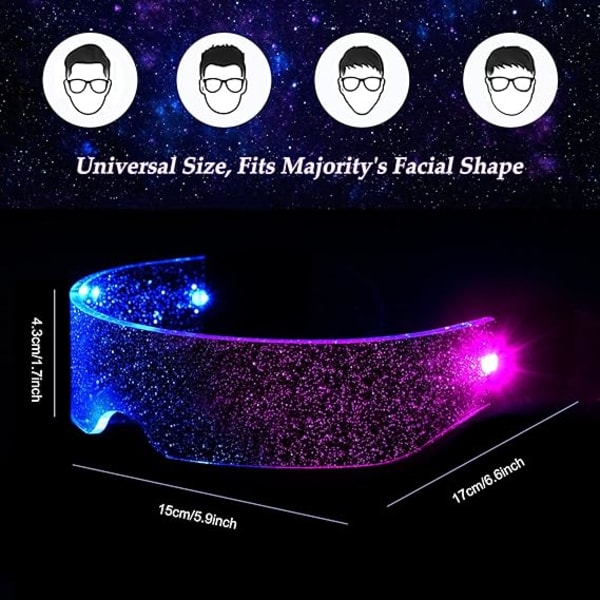 Ljusglasögon, LED-glasögon, Cyberpunk LED-glasögon, F