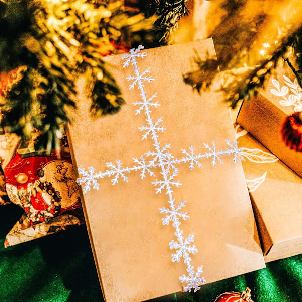 2 Snöflinga Bandspets, Pailletter Trim Band Julfirande
