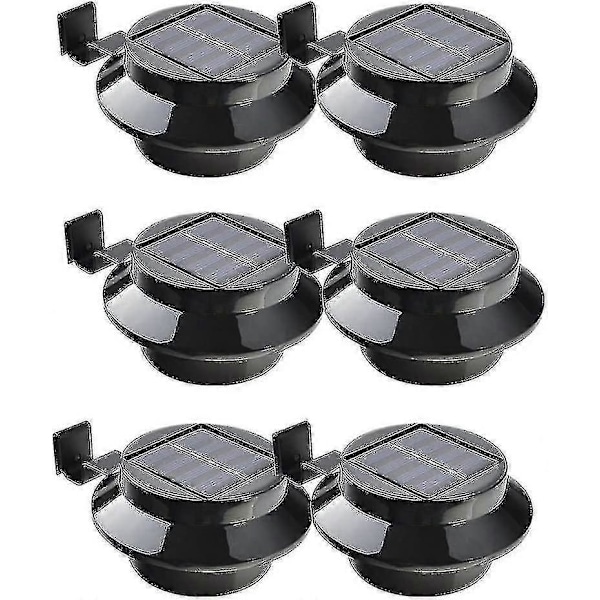 Pakke med 6 Solcelledrevne LED-lys til Tagrende, Hæk, Tag, Tagrende, Have, Græsplæne, Vægge, Sort