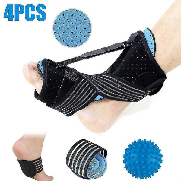 Nat Splint til Plantar Fasciitis - Justerbar Splint med Massagekugle