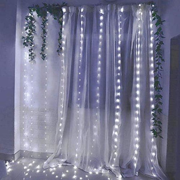 300 LED Gardinlys, USB Vinduslys, 3m x 3m 8 Moduser Fjernkontroll