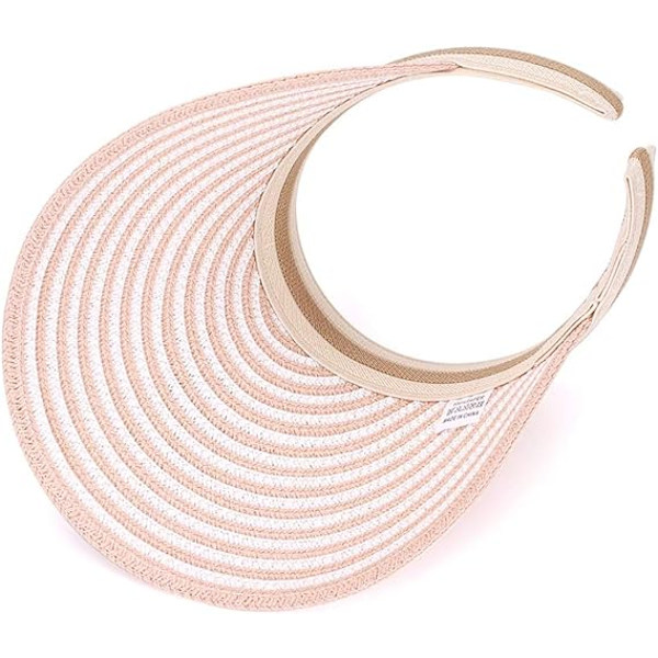 Sommerhatt for kvinner med bred brem, rosa stråhatt, rosa stråhatt