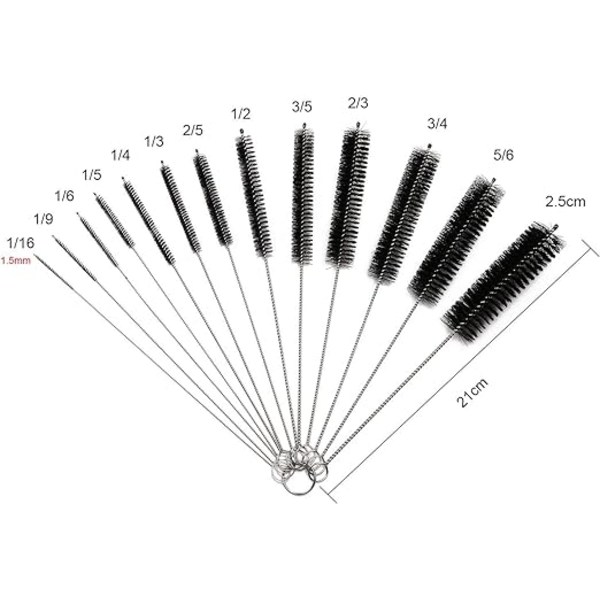 Rörrengöringsborste 13-dels set, Rörrengöringsborste för glasflaska