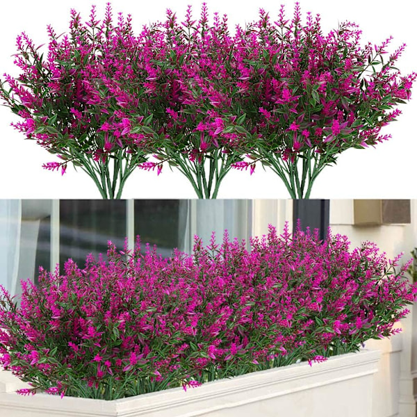 ##/Paket Konstgjorda Lavendelfalska Blommor Utomhus UV-Resistenta Buskar##/