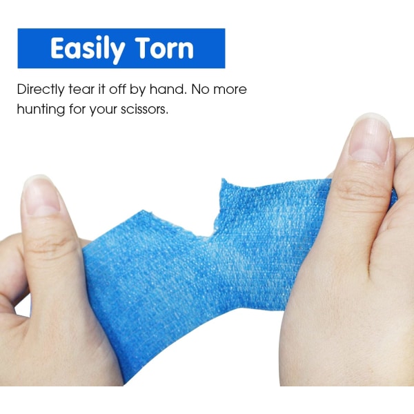 Sexdelat set med blått självhäftande bandage, 5 cm elastiskt bandage
