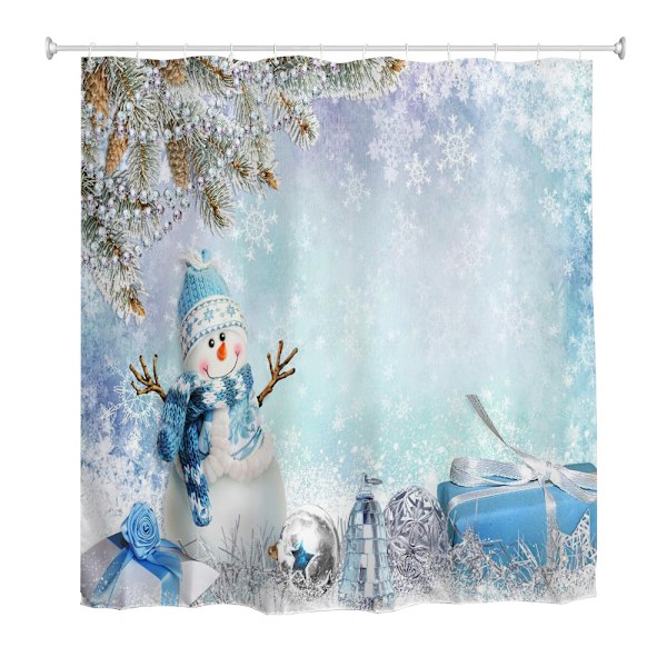 ##/Blå snemand gaveæske bruseværelsesgardin, 180*180cm##/
