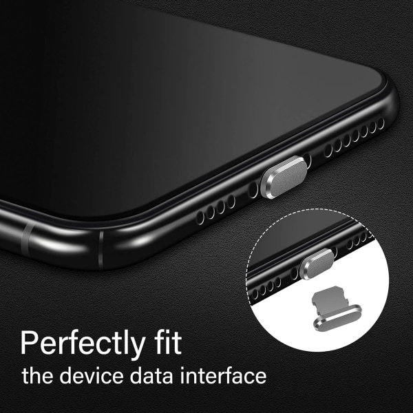 (Grå) 4 støvpropper kompatible med iPhone 11, 12 Anti-støv lading