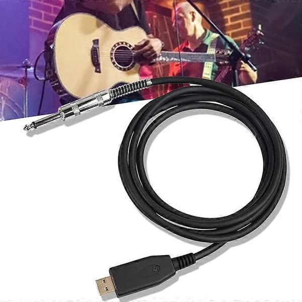 Audio AUX-kabel Anti-interferens Hög Fidelitet Drivrutinsfri USB till 6.35mm Hane till Hane Gitarrkabel för Laptops 3m.