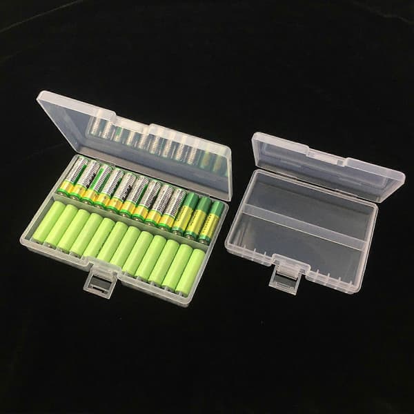 Batteriförvaringslåda Transparent Stor Kapacitet Portabel 48st AA AAA Uppladdningsbart Batteri Behållare Organizer för Hemmet S