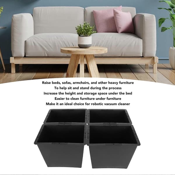 4 stk. stablebare sengerforhøyere ABS sklisikre møbelforhøyere for seng, skrivebord, sofa, bord, svart, 15 cm