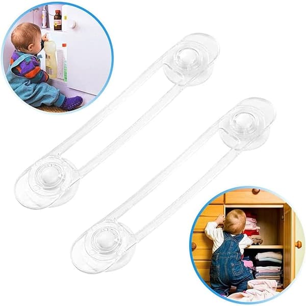 8-pack Baby Säkerhetslås (16,7 cm), Transparenta Barnsäkra Skåpslås