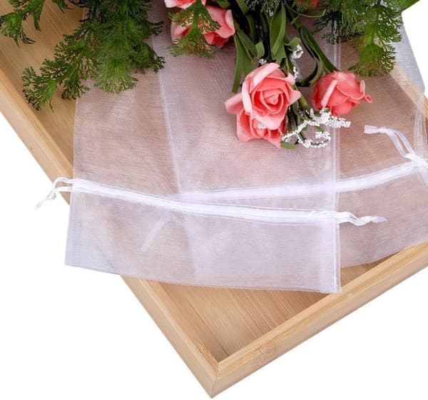 30 st 750 ml Rödvin Organza Vinpåse - 14 x 37 CM Vit (Med Dr