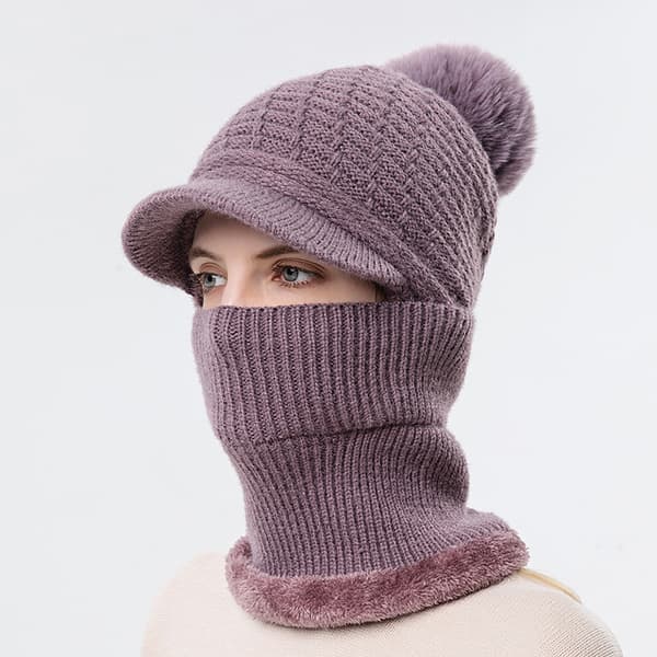Dames Vinter Beanie Hat Siamese Halskrave Varmt Vind