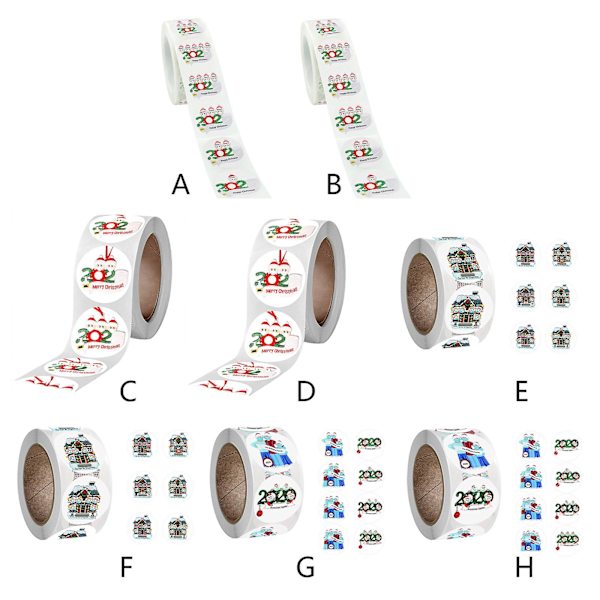 500 stk 2020 Karantene Familie Juleklistremerker Rull Limmer Etiketter For DIY Håndverk Konvolutt Forsegling Gaveinnpakning Dekorasjon