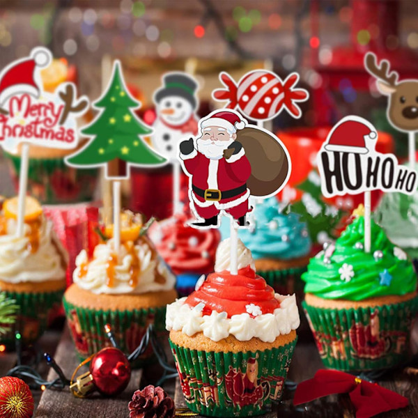 80 stk. jule cupcake toppers, julekage toppers Desse