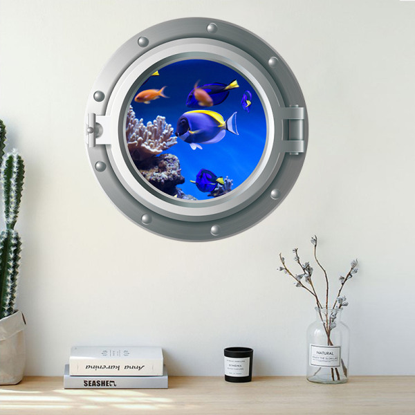To sett 35x35cm Wall Stickers 3D koøye Underwater World Wall