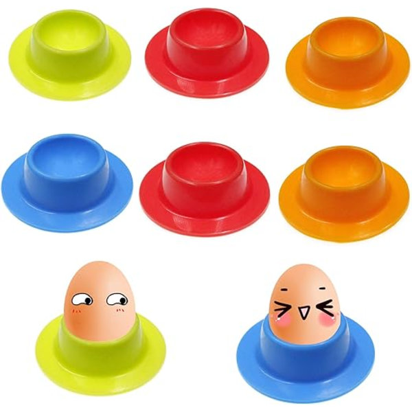 8 stk Fargede Silikon Egg Kopper, Kjøkken Egg Verktøy Bærbar Rund Eg